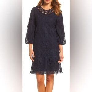 Kobi Halperin 3/4 Sleeves Kandace Black Lace Shift Dress
